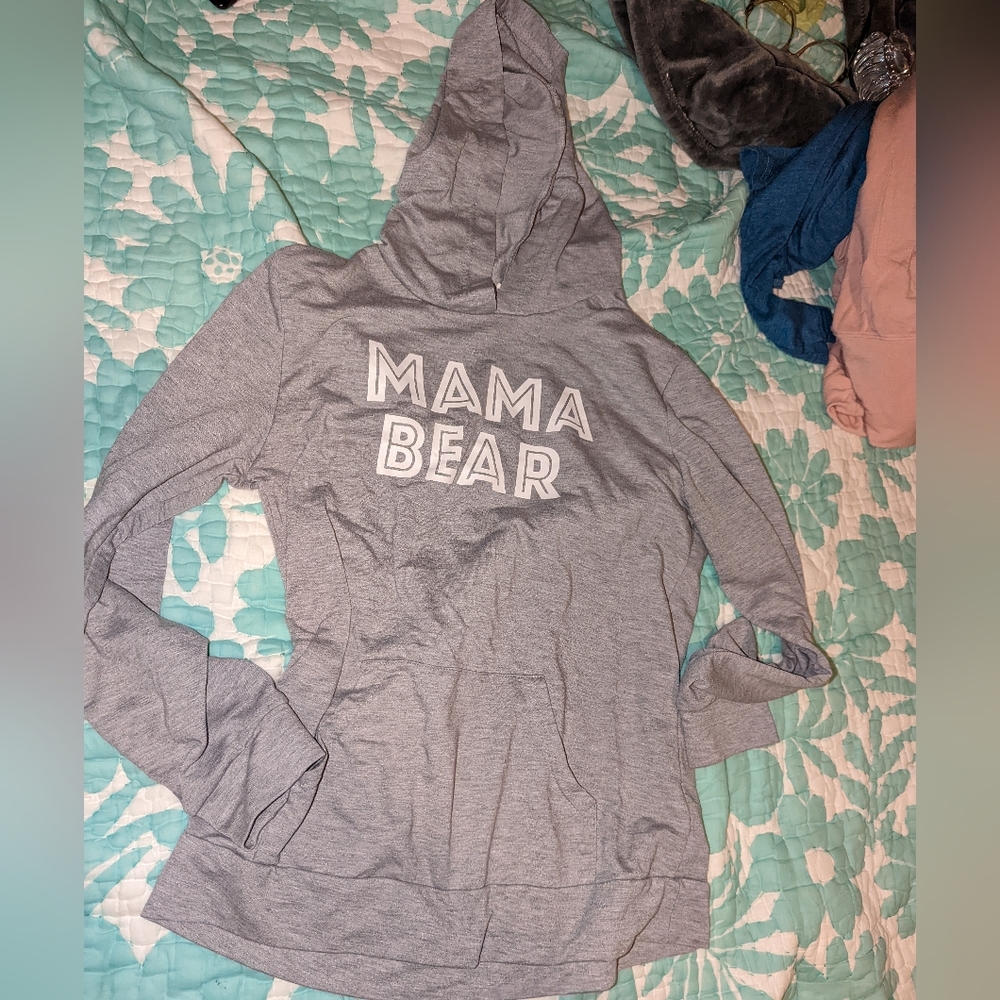 Gray mama bear sweater large
